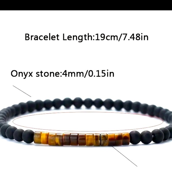 Minimalist Bead Bracelet set Onyx & Small Stone - Picture 8 of 9